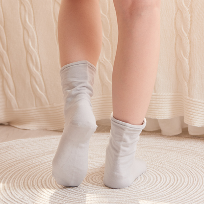 絲綢和棉質足跟平滑襪 - 553