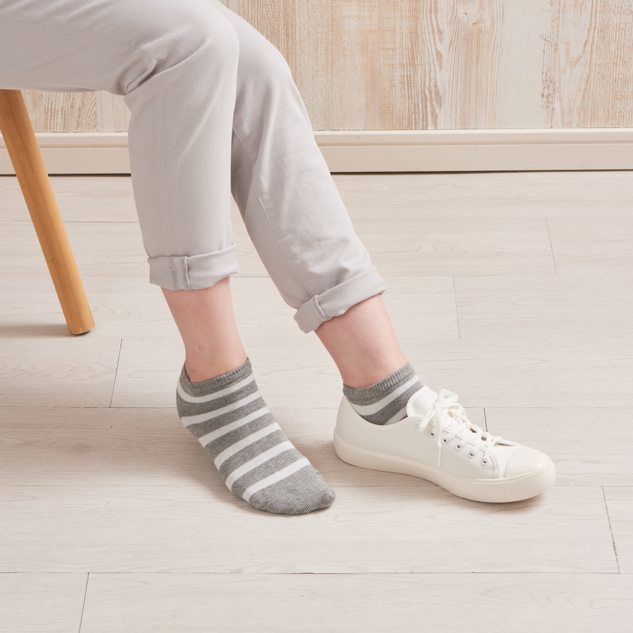 Heel-Smoothing Socks - Striped single-layer cotton-blend - 594