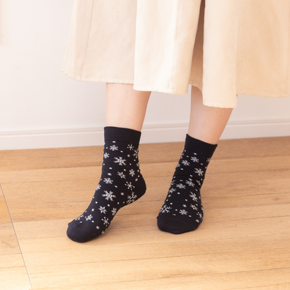 Smooth-heel socks double-layer wool blend [Snow] - 656