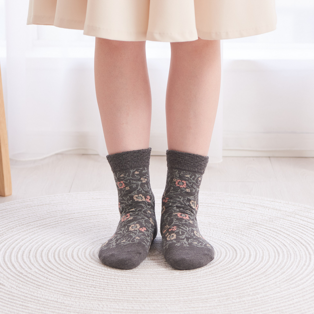 Smooth-heel socks double-layer wool blend [Garden] - 661