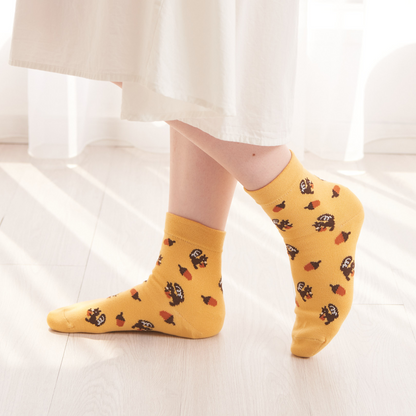 Smooth-heel socks double-layer wool blend [Squirrels] - 662