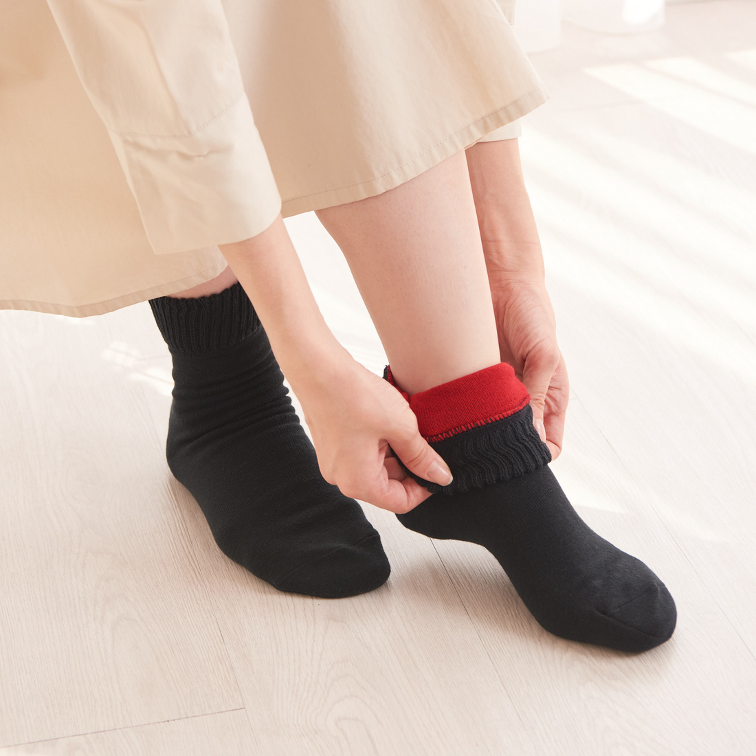 Smooth-heel socks double-layer wool blend [Feng Shui colors] - 667