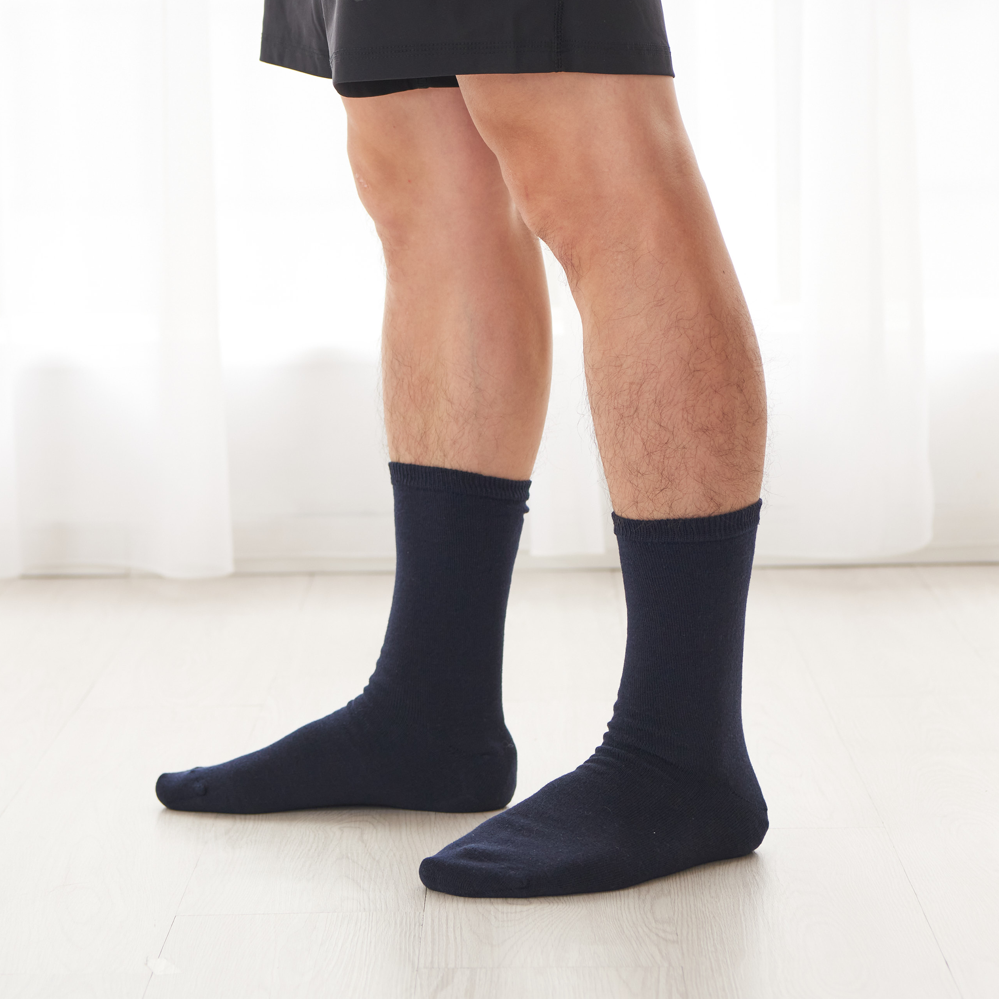 男士光跟襪（雙層羊毛混紡）-穿口短款-699