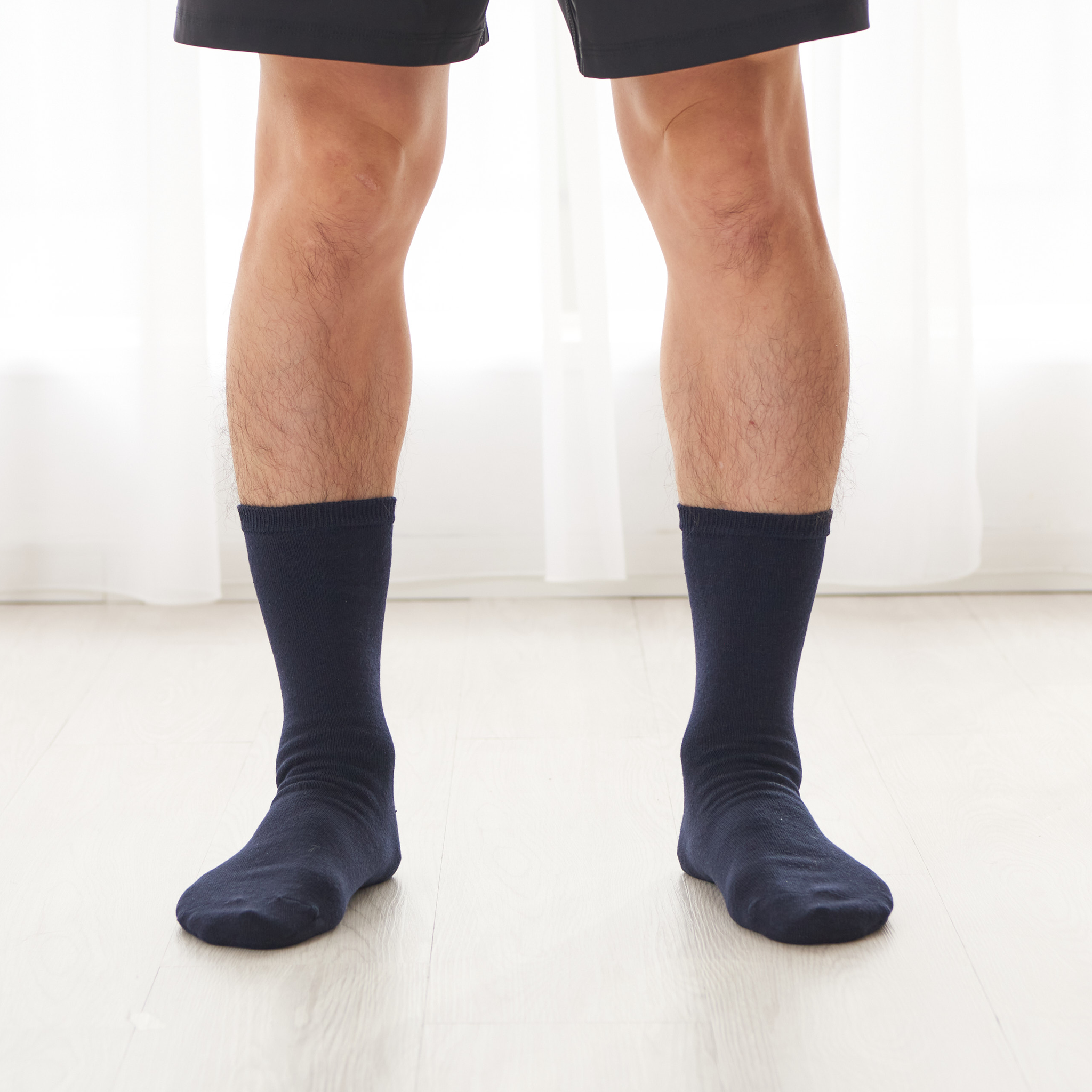 男士光跟襪（雙層羊毛混紡）-穿口短款-699