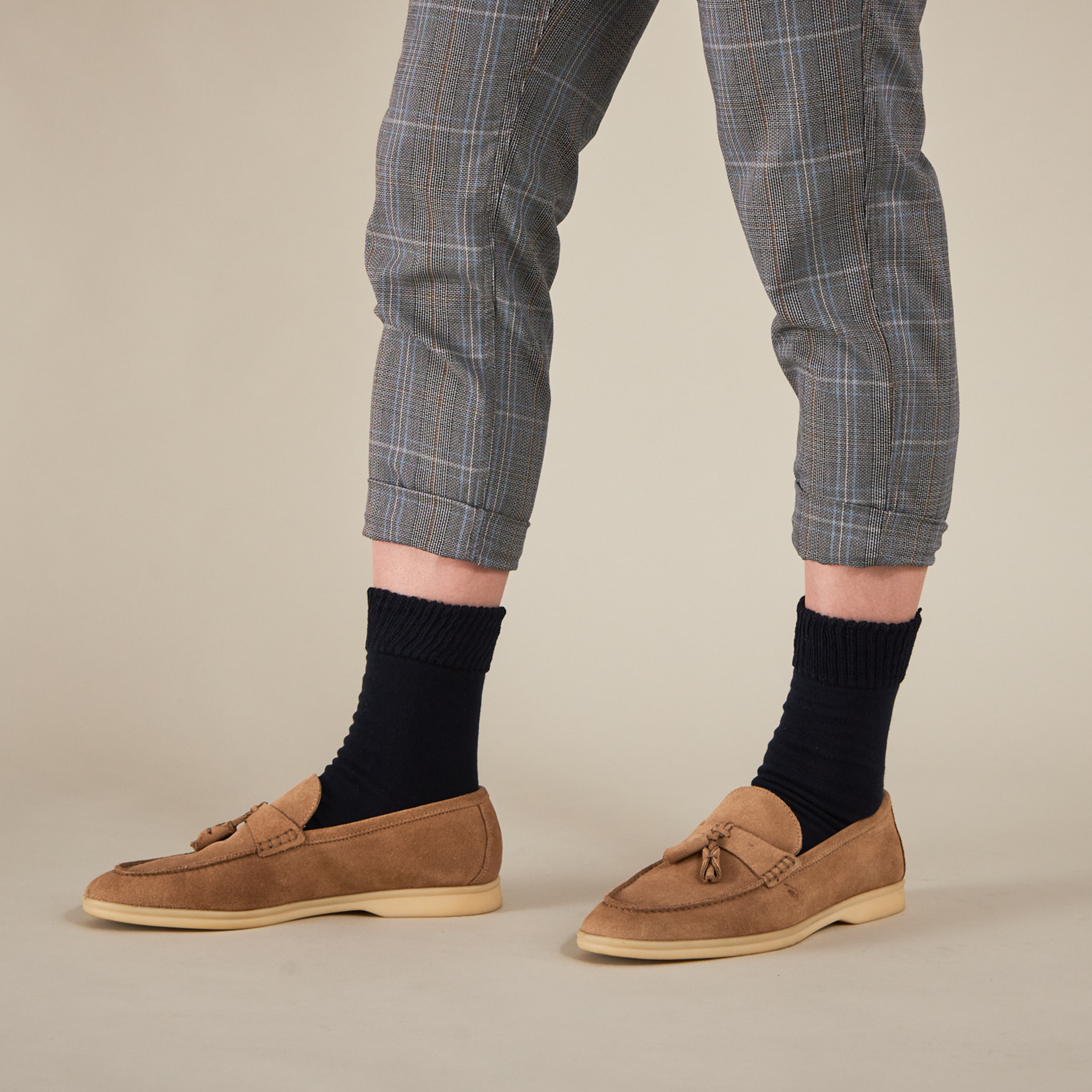男士光滑跟襪（雙層羊毛混紡） - 700