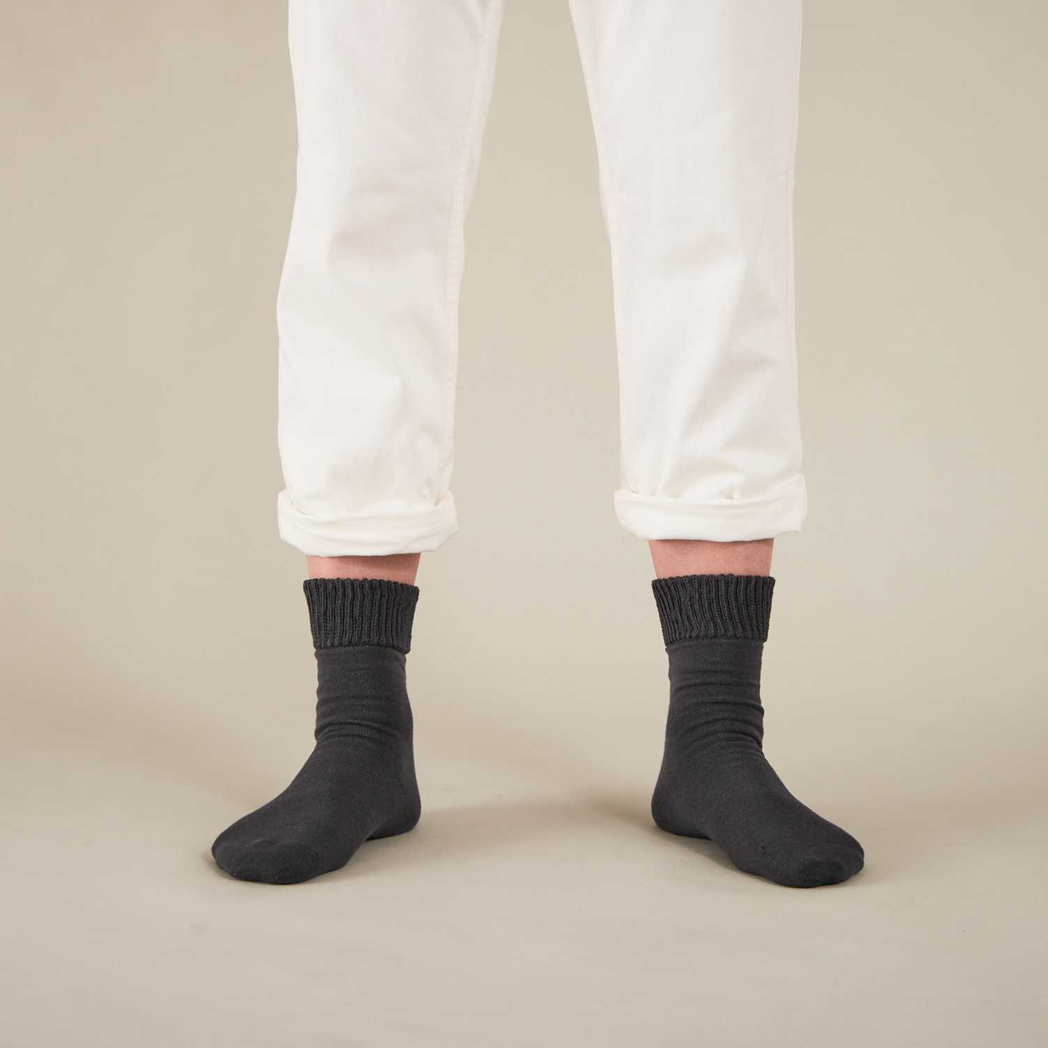 男士光滑跟襪（雙層羊毛混紡） - 700