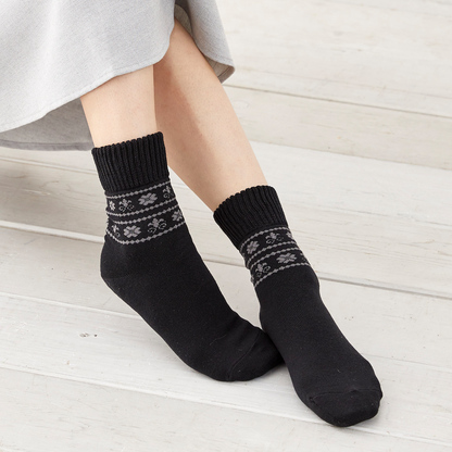 Smooth-heel socks double-layer wool blend [Nordic-themed] - 746