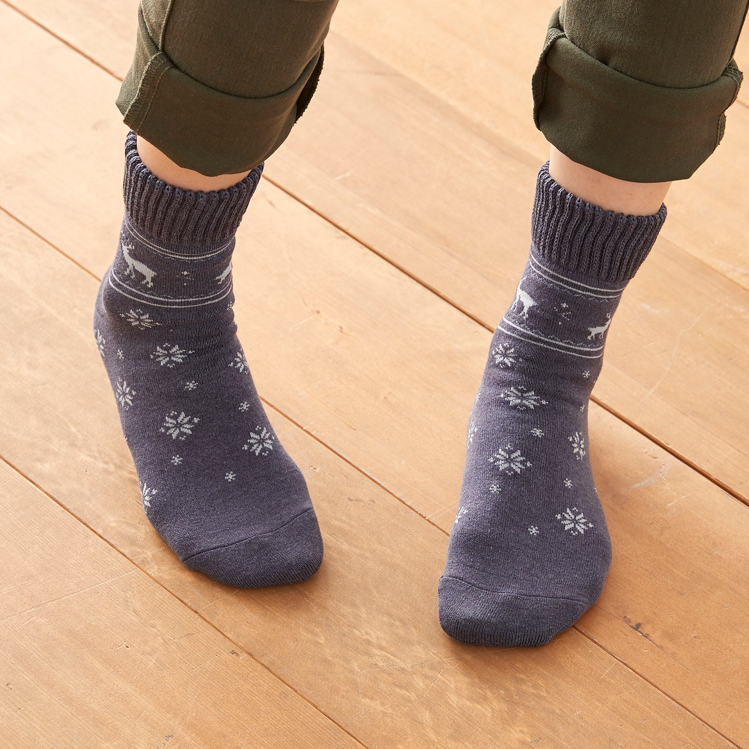 Smooth-heel socks double-layer wool blend [Nordic-themed] - 746